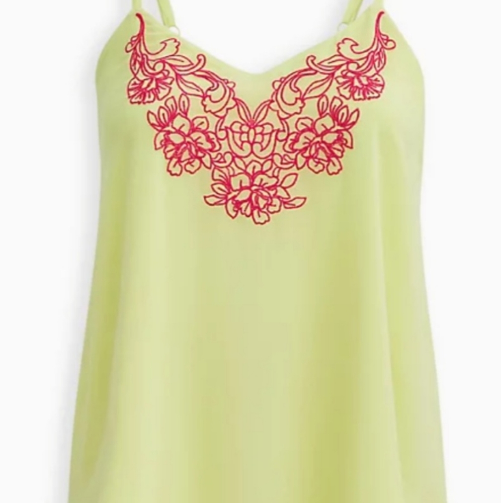 NWT Sophie Cami- Chiffon Embroidered Yellow w pink